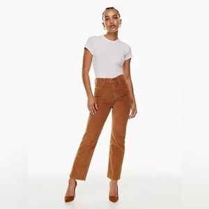 Denim Forum The Arlo Hi-Rise Straight Corduroy Pant in gold rush brown - size 30
